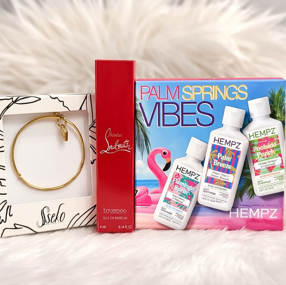 Christian Louboutin Loubicharme Red, Hempz Palm Springs Vibes 3Pc Set & Bangle